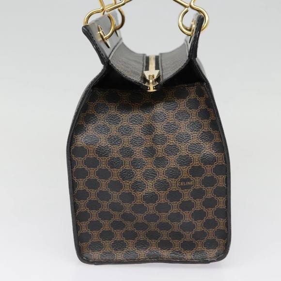 CELINE Macadam Canvas Hand Bag PVC Leather Black Gold Auth 91655 - Picture 5 of 16
